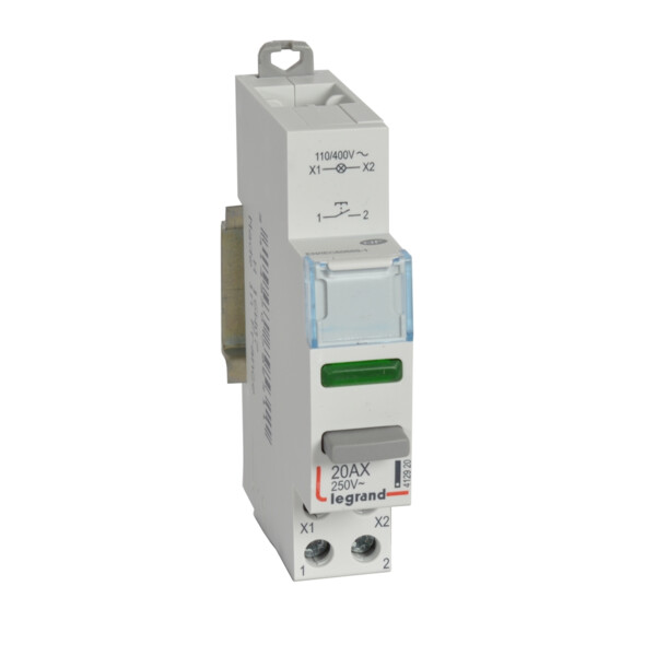 Poussoir - double fonction avec voyant 1 no + led vert - 1 module - 110/400 v~ - Legrand - 412920