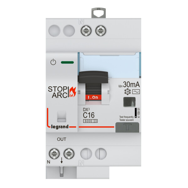 Legrand dx3 disj diff stop arc 1p+n c16 6000a 30ma ac - Legrand - 415951