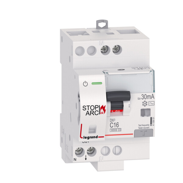 Legrand dx3 disj diff stop arc 1p+n c16 6000a 30ma ac - Legrand - 415951
