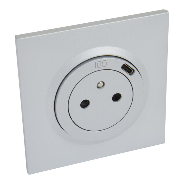 Legrand dooxie prise de courant + chargeur usbx1 type c 1 poste complet alu - Legrand - 095036