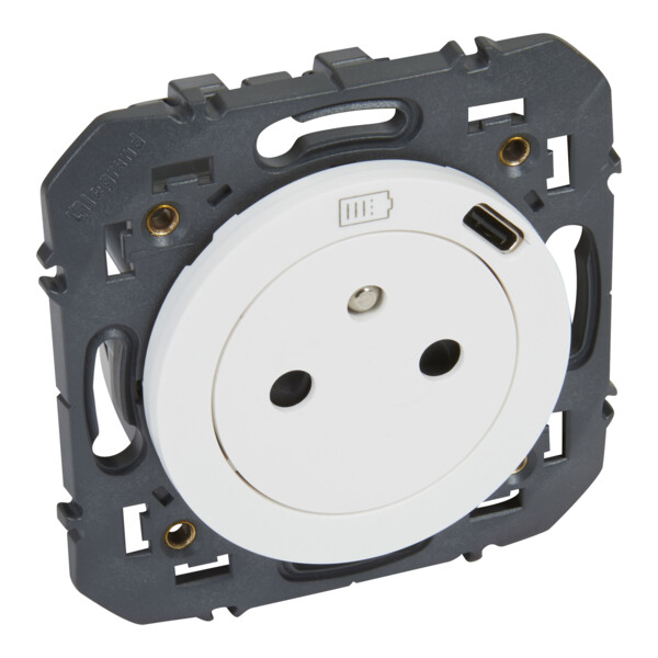 Legrand dooxie prise de courant + chargeur usbx1 type c 1 poste composable blanc - Legrand - 095220
