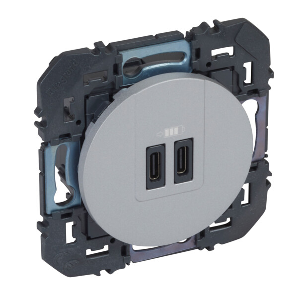 Legrand dooxie chargeur 2 usb c+c  3a 15w alu composable - Legrand - 095295