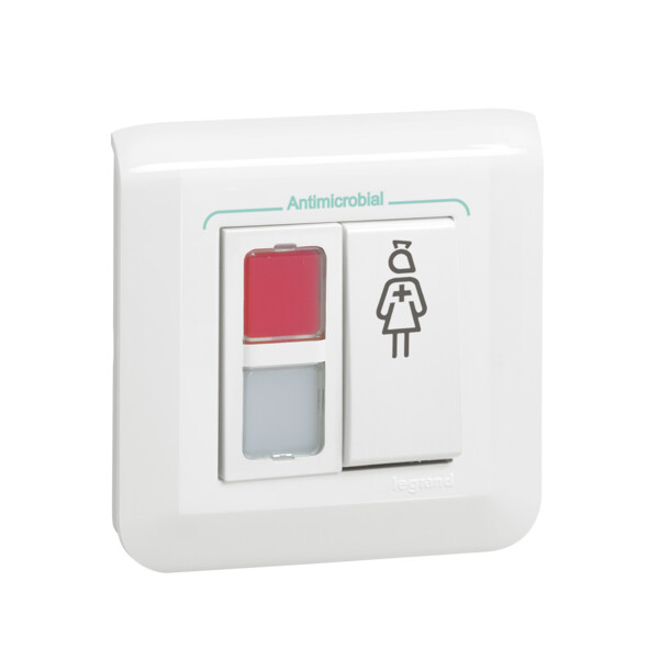 Bloc de porte Legrand Mosaic avec 1 voyant rouge, 1 blanc et 1 poussoir d'appel et de présence infirmière - Legrand - 078204L