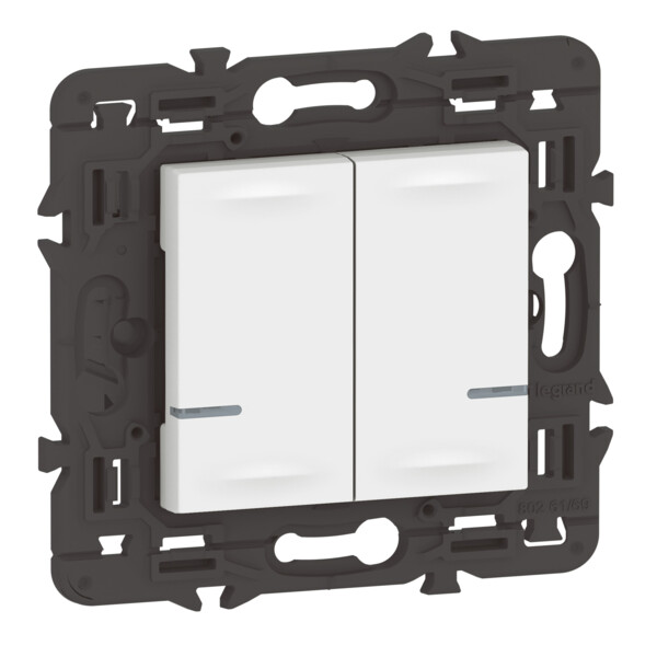 Interrupteur double connecté avec Neutre Mosaic With Netatmo 2x250W compatible Home + Control - blanc - Legrand - 077702LA
