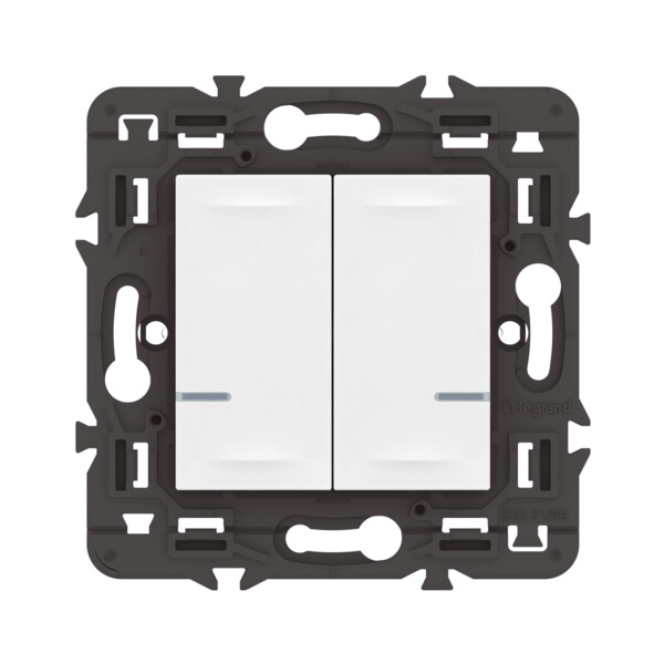 Interrupteur double connecté avec Neutre Mosaic With Netatmo 2x250W compatible Home + Control - blanc - Legrand - 077702LA