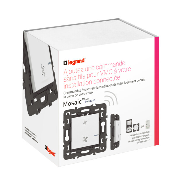Commande sans fil VMC connectée Mosaic With Netatmo, blanc, sans plaque - Legrand - 077707LA