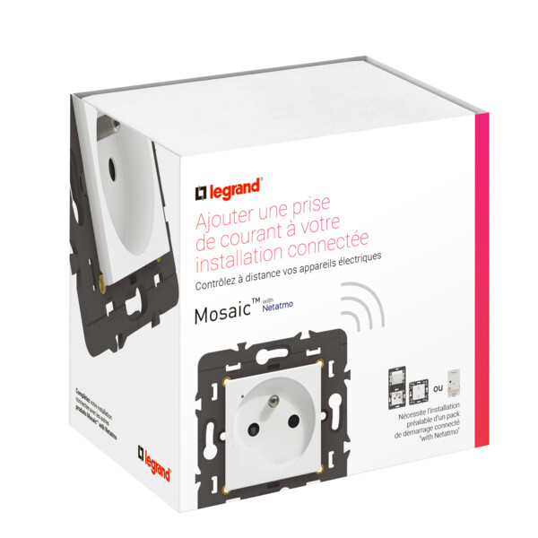 Prise de courant Connectée Mosaic With Netatmo 16A avec Suivi de Consommation - Compatible App Home + Control - Legrand - 077711LA