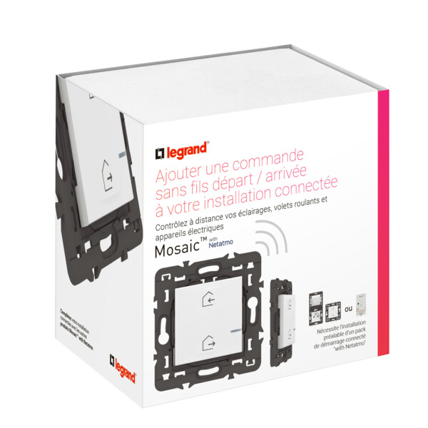 Commande sans fil Départ/Arrivée Mosaic With Netatmo, blanc, compatible App Home + Control - Legrand - 077715LA