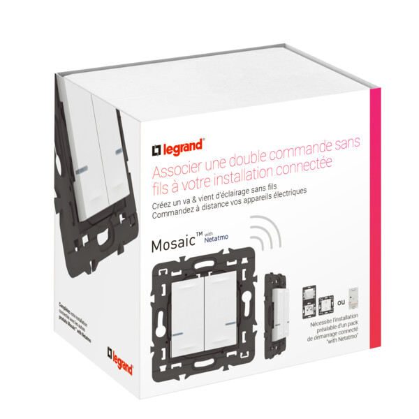 Commande Double Sans Fil Mosaic With Netatmo, Éclairage/Prise, Blanc - Legrand - 077724LA