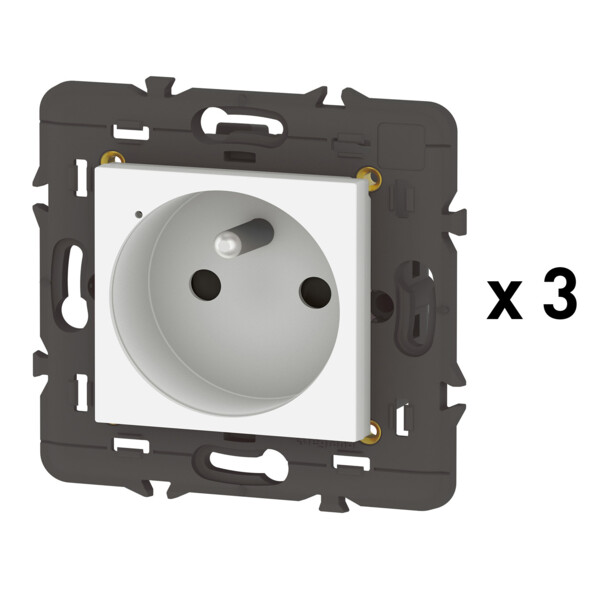 Pack 3 Prises Connectées Mosaic With Netatmo 16A 3680W avec Suivi de Consommation - Blanc - Legrand - 077738LA