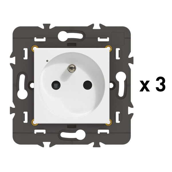 Pack 3 Prises Connectées Mosaic With Netatmo 16A 3680W avec Suivi de Consommation - Blanc - Legrand - 077738LA