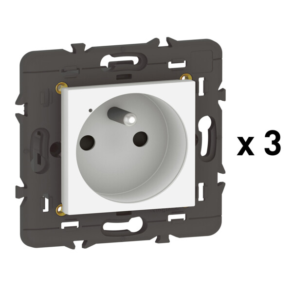 Pack 3 Prises Connectées Mosaic With Netatmo 16A 3680W avec Suivi de Consommation - Blanc - Legrand - 077738LA