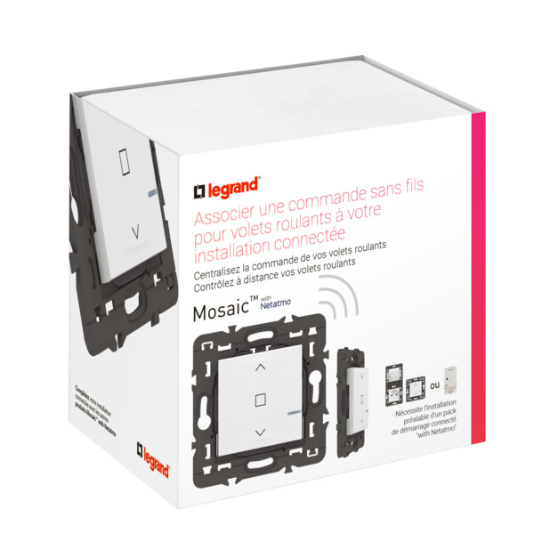 Commande sans fil pour volet roulant Mosaic compatible Netatmo, blanc, sans plaque - Legrand - 077746LA