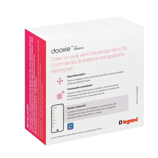 Commande sans fil Dooxie With Netatmo pour éclairage/prise connectée compatible Home + Control - Legrand - 600083A