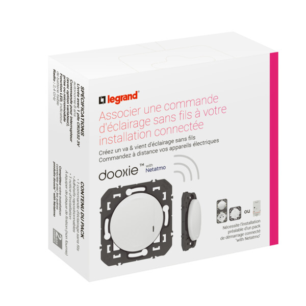 Commande sans fil Dooxie With Netatmo pour éclairage/prise connectée compatible Home + Control - Legrand - 600083A