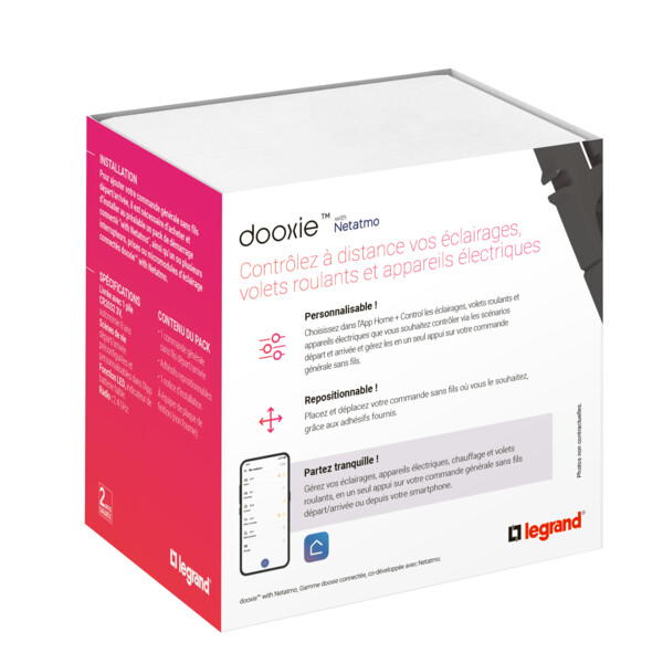 Commande sans fil Dooxie With Netatmo blanc pour scènes de vie connectée  - Legrand - 600085A