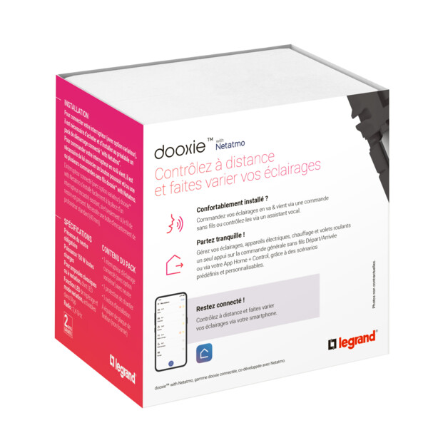Interrupteur connecté avec Neutre et variateur 150W LED Dooxie Netatmo - blanc - Legrand - 600090A