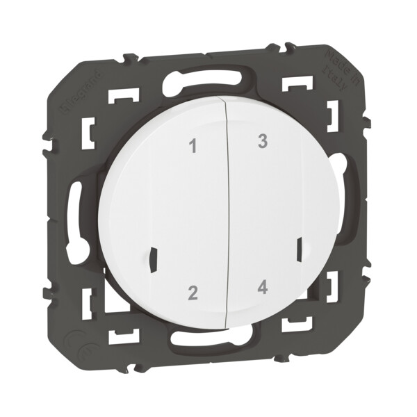 Commande sans fil 4 scénarios Dooxie With Netatmo, blanc, sans plaque - Legrand - 600091A