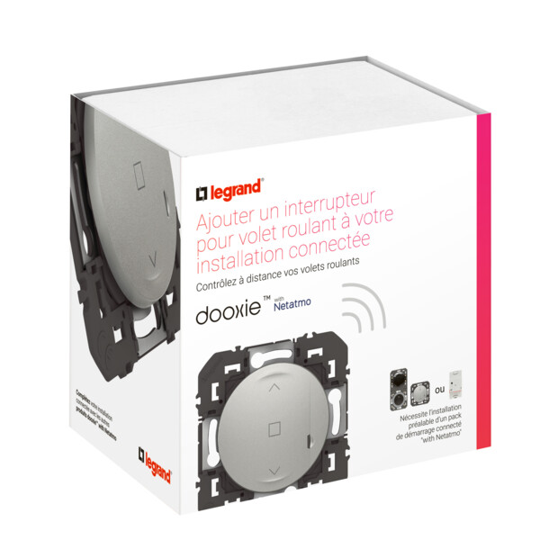 Interrupteur connecté pour volet roulant Dooxie With Netatmo, effet aluminium - Legrand - 600186A
