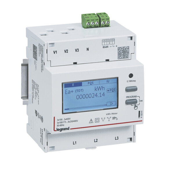 Legrand - compteur energie tri 5a 230/400v rs485 double tarif - Legrand - 412041