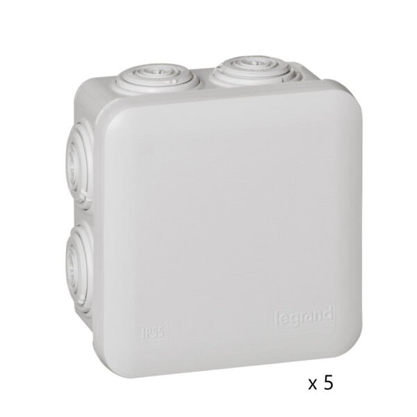 Lot de 5 boîtes de dérivation étanche plexo 80x80mm - Legrand - 200159