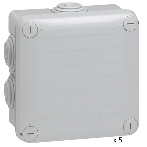 Lot de 5 boîtes de dérivation étanche plexo 100x100mm - Legrand - 200160