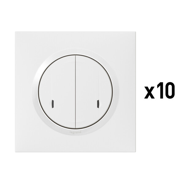 Lot de 10 interrupteurs doubles connectés Dooxie With Netatmo - Blanc - Legrand - 100085