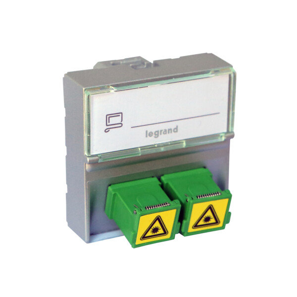 Prise 2 traversées fibre optique sc/apc simplex mosaic - 2 modules alu - Legrand - 079415L