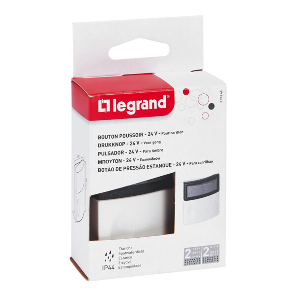 Sonnette salsa avec porte-étiquette et voyant 24v - Legrand - 094248