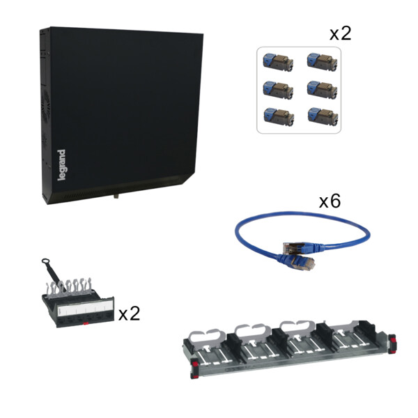 Pack petit tertiaire vertical 19 pouces jusqu'à 12 rj45 - Legrand - 446044