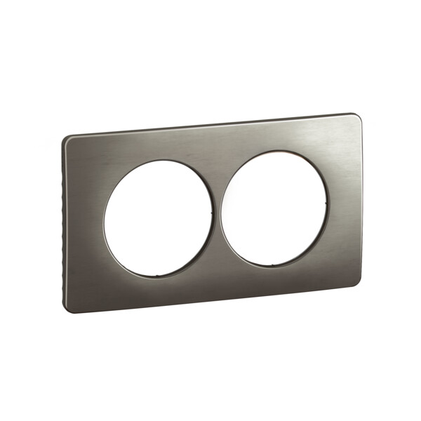 Plaque 2 postes acier satiné - entr.57mm - Legrand - CP1826