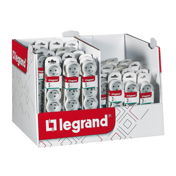 Mini box - multiprise 3x2p+t et 5xp+t 16a 230v-3680w - inter on/off - b - Legrand - 300028