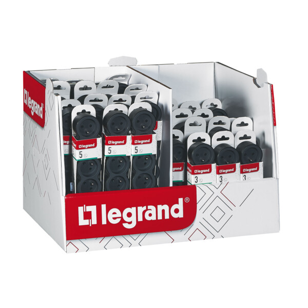 Mini box - multiprise 3x2p+t et 5xp+t 16a 230v-3680w - inter on/off - n - Legrand - 300031