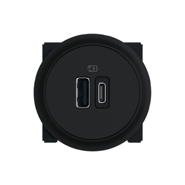 Chargeur 2 usb a+c 20w pd bornes à vis noir format dépôt - céliane - Legrand - CFN0155