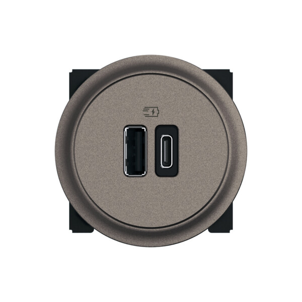 Chargeur double usb a+c 20w pd bornes à vis titanium format dépôt - céliane - Legrand - CFT0155