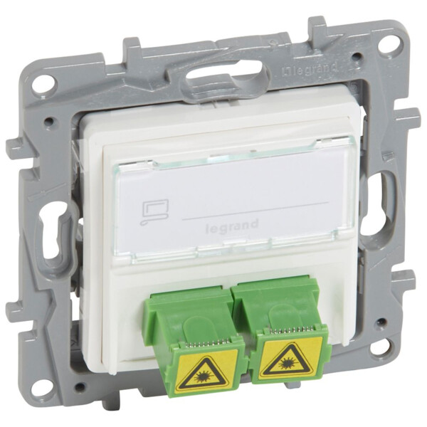 Prise optique Legrand Niloé - 2 traversées SC/APC simplex avec volet de protection - Pur - Legrand - 664779
