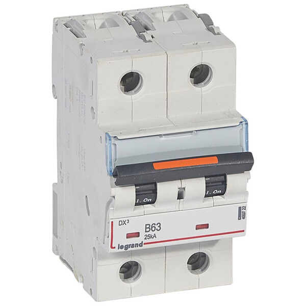 Disjoncteur dx³-vis/vis-2p-230/400v~-63a-25ka-courbe b-prot.départ-peigne hx³ trad 2p - Legrand - 409722