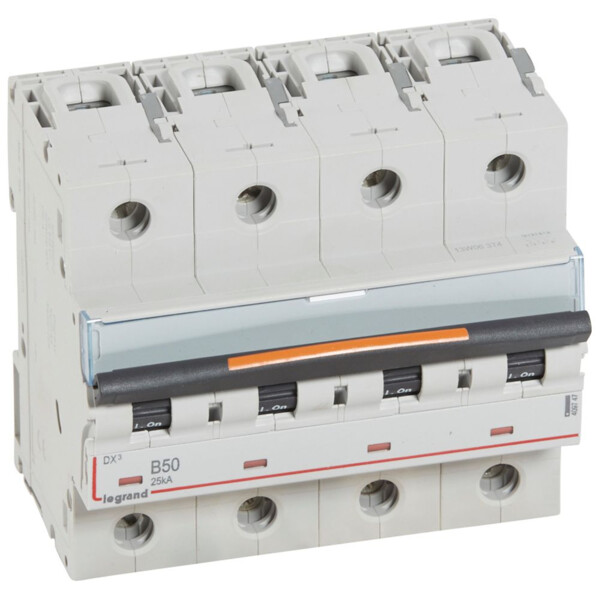Disjoncteur dx³-vis/vis-4p-400v~-50a-25ka-courbe b-prot.départ-peigne hx³ trad 4p - Legrand - 409747