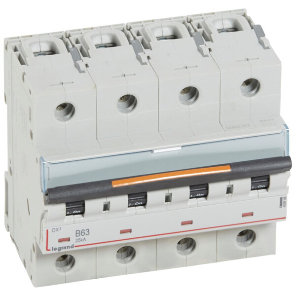 Disjoncteur dx³-vis/vis-4p-400v~-63a-25ka-courbe b-prot.départ-peigne hx³ trad 4p - Legrand - 409748