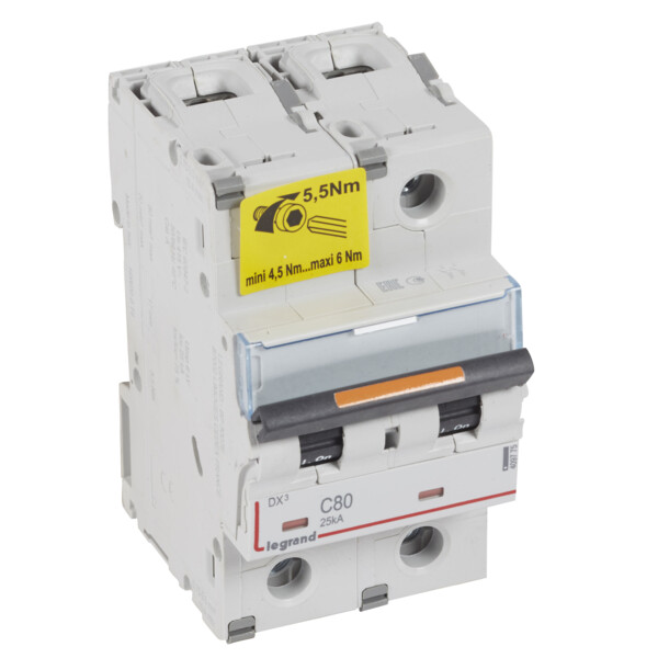 Disjoncteur dx³-vis/vis-2p-230/400v~-80a-25ka-courbe c-protect départ - Legrand - 409775