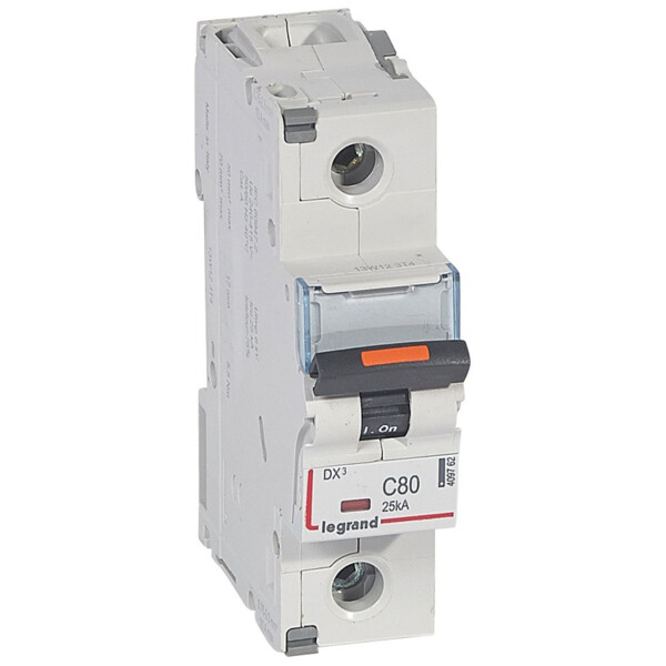 Disjoncteur dx³-vis/vis-1p-230/400v~-80a-25ka-courbe c-protect départ - Legrand - 409762