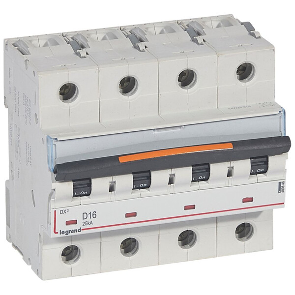 Disjoncteur dx³-vis/vis-4p-400v~-16a-25ka-courbe d-prot.départ-peigne hx³ trad 4p - Legrand - 409846