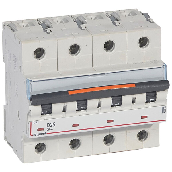 Disjoncteur dx³-vis/vis-4p-400v~-25a-25ka-courbe d-prot.départ-peigne hx³ trad 4p - Legrand - 409848