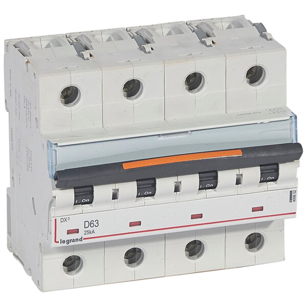 Disjoncteur dx³-vis/vis-4p-400v~-63a-25ka-courbe d-prot.départ-peigne hx³ trad 4p - Legrand - 409852