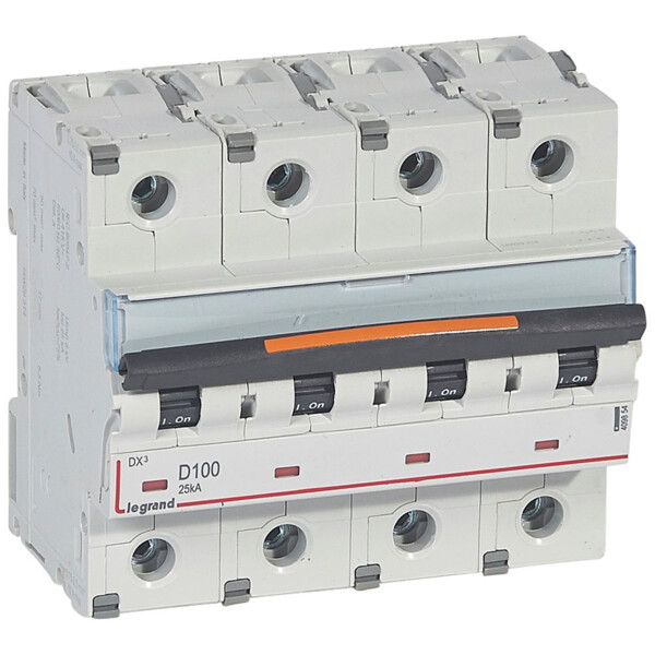 Disjoncteur dx³-vis/vis-4p-400v~-100a-25ka-courbe d-prot.départ-peigne hx³ trad 4p - Legrand - 409854
