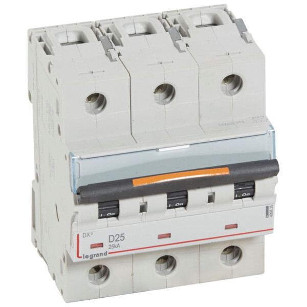 Disjoncteur dx³-vis/vis-3p-400v~-25a-25ka-courbe d-prot.départ-peigne hx³ trad 3p - Legrand - 409835