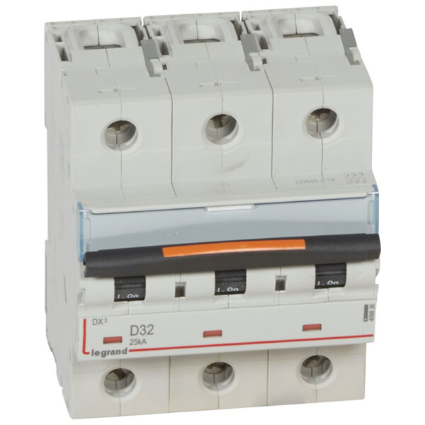 Disjoncteur dx³-vis/vis-3p-400v~-32a-25ka-courbe d-prot.départ-peigne hx³ trad 3p - Legrand - 409836