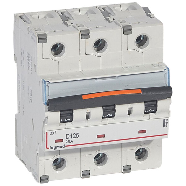 Disjoncteur dx³-vis/vis-3p-400v~-125a-25ka-courbe d-prot.départ-peigne hx³ trad 3p - Legrand - 409842