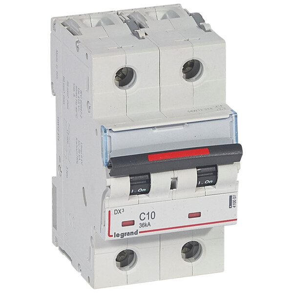Disjoncteur magnéto-thermique dx³ - 2p - 10 a - 36 ka - courbe c - Legrand - 410007