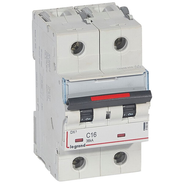 Disjoncteur magnéto-thermique dx³ - 2p - 16 a - 36 ka - courbe c - Legrand - 410008